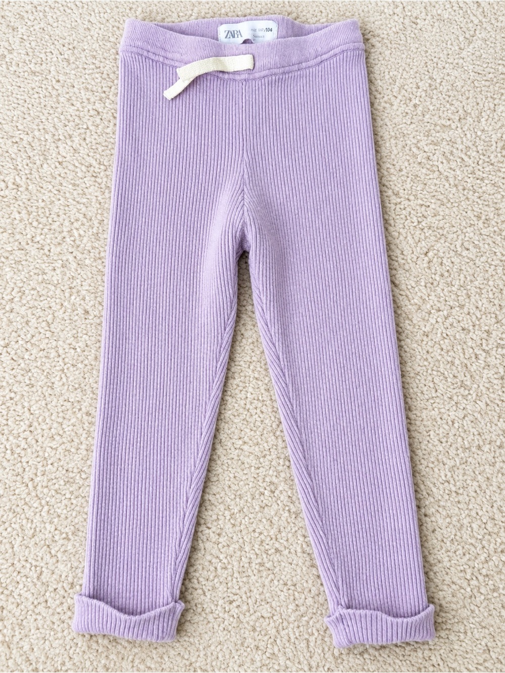 Zara Kids Lilac Ribbed Leggings